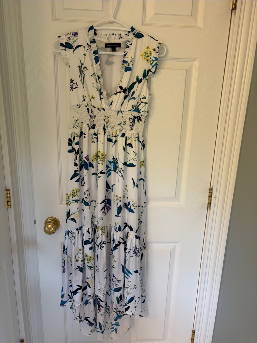 Banana Republic White Floral High-Low Maxi Dress